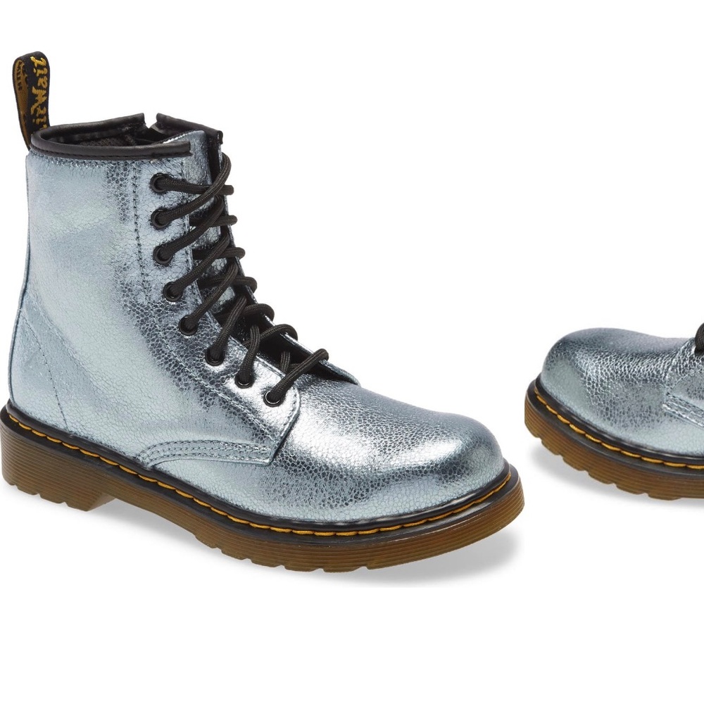 🌟 DR. MARTENS 1460 PASCAL SPARKLE IRIDESCENT LACE UP BOOTS LIGHT BLUE
